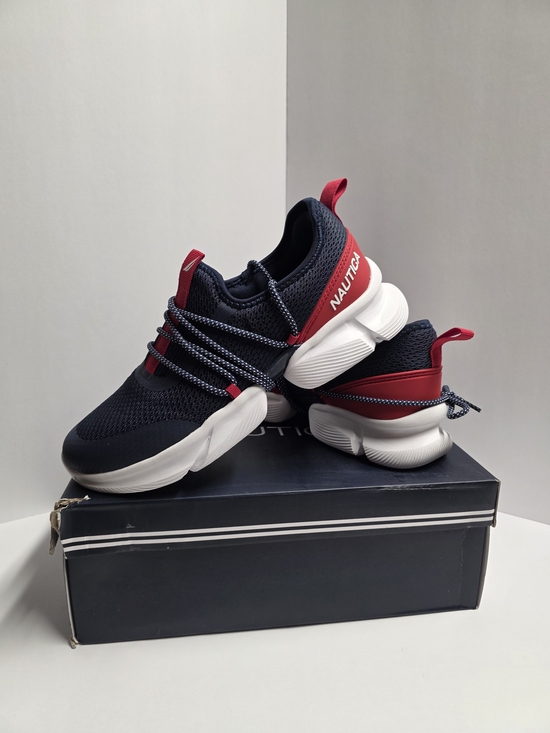 Nautica Shoes - Nautica Navy and Red Slip-On Athletic Sneakers with White Sole